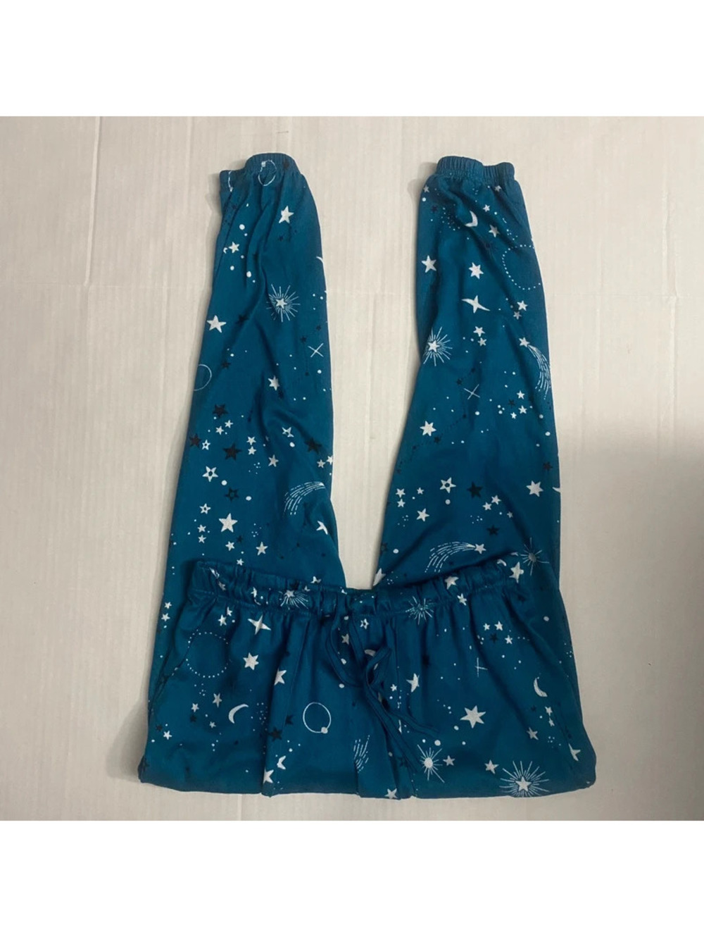 Turquoise stars pattern pajama pants womens XS